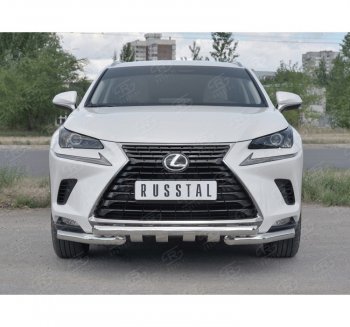 22 549 р. Защита переднего бампера (Ø63 мм с клыками, нержавейка) SLITKOFF Lexus NX300h Z10 дорестайлинг (2014-2017)  с доставкой в г. Омск. Увеличить фотографию 4