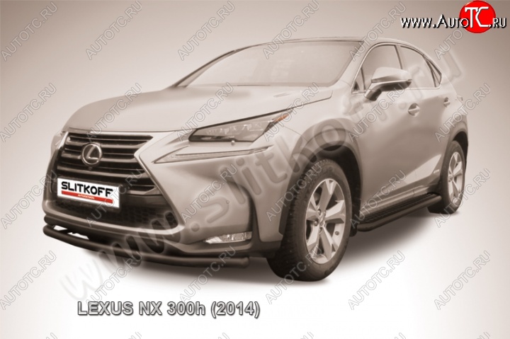 8 299 р. Защита переднего бампера из трубы d57 Slitkoff (радиусная) Lexus NX300h Z10 дорестайлинг (2014-2017) (Цвет: серебристый)  с доставкой в г. Омск