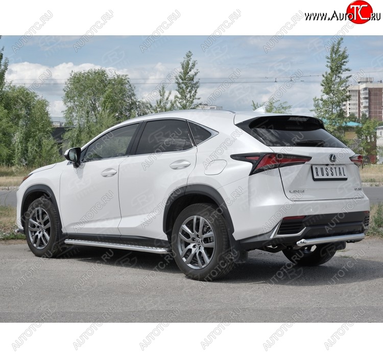 8 999 р. Защита заднего бампера (Ø63 мм, нержавейка) Russtal  Lexus NX300h  Z10 (2014-2017) дорестайлинг  с доставкой в г. Омск