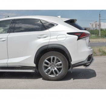 8 349 р. Защита заднего бампера (Ø42 мм волна, нержавейка) Russtal  Lexus NX300h  Z10 (2014-2017) дорестайлинг  с доставкой в г. Омск. Увеличить фотографию 2