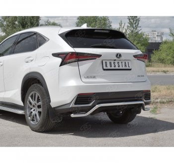 8 349 р. Защита заднего бампера (Ø42 мм волна, нержавейка) Russtal  Lexus NX300h  Z10 (2014-2017) дорестайлинг  с доставкой в г. Омск. Увеличить фотографию 3