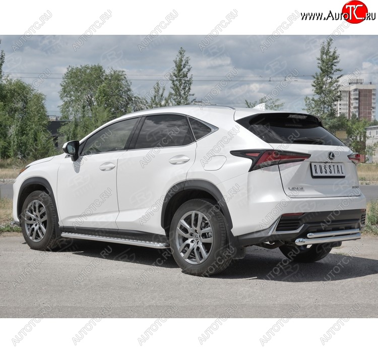 17 349 р. Защита заднего бампера (2 трубы Ø63 и 42 мм, нержавейка) SLITKOFF  Lexus NX300h  Z10 (2014-2017) дорестайлинг  с доставкой в г. Омск