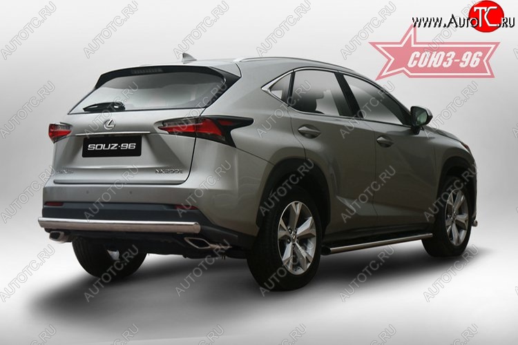 15 434 р. Защита заднего бампера Souz-96 рестайлинг (овал 75х42) Lexus NX300h Z10 дорестайлинг (2014-2017)  с доставкой в г. Омск