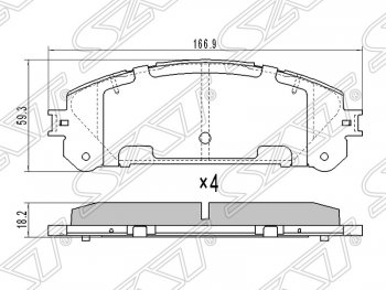 999 р. Колодки тормозные SAT (передние)  Lexus RX350  AL10 - RX450H  AL10  с доставкой в г. Омск. Увеличить фотографию 1