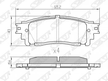 1 099 р. Колодки тормозные SAT (задние) Lexus NX300h Z10 дорестайлинг (2014-2017)  с доставкой в г. Омск. Увеличить фотографию 1