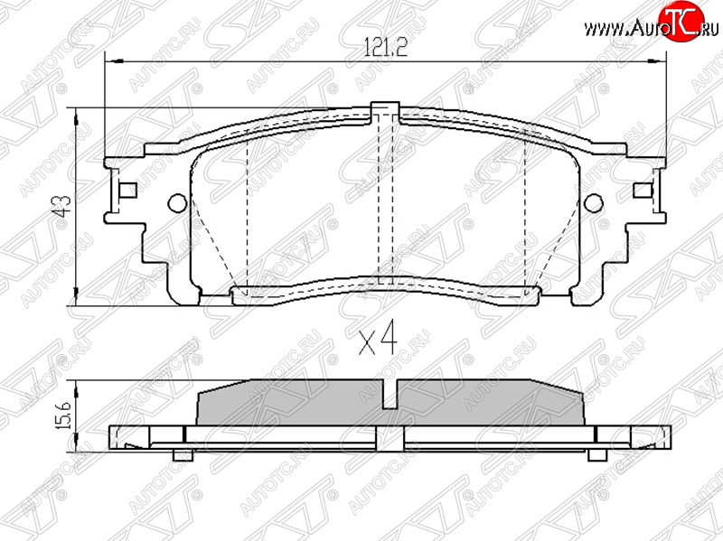 1 099 р. Колодки тормозные SAT (задние) Lexus NX300h Z10 дорестайлинг (2014-2017)  с доставкой в г. Омск