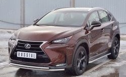 21 899 р. Защита переднего бампера (2 трубыØ42 мм, нержавейка) SLITKOFF Lexus NX200 Z10 дорестайлинг (2014-2017)  с доставкой в г. Омск. Увеличить фотографию 2