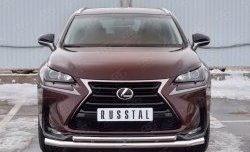 Защита переднего бампера (2 трубыØ63 и 42 мм, нержавейка) Russtal Lexus NX200 Z10 дорестайлинг (2014-2017)