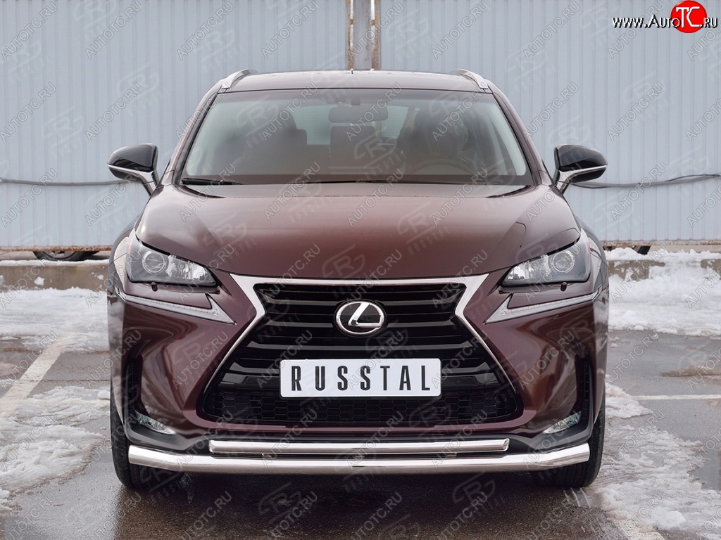 16 549 р. Защита переднего бампера (2 трубыØ63 и 42 мм, нержавейка) SLITKOFF  Lexus NX200  Z10 (2014-2017) дорестайлинг  с доставкой в г. Омск