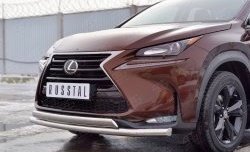 21 349 р. Защита переднего бампера (2 трубыØ63 и 75х42 мм, нержавейка) Russtal Lexus NX200 Z10 дорестайлинг (2014-2017)  с доставкой в г. Омск. Увеличить фотографию 4