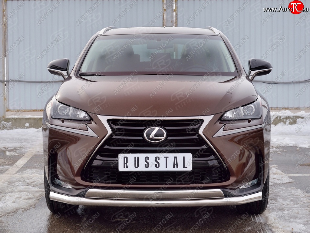 21 349 р. Защита переднего бампера (2 трубыØ63 и 75х42 мм, нержавейка) Russtal Lexus NX200 Z10 дорестайлинг (2014-2017)  с доставкой в г. Омск