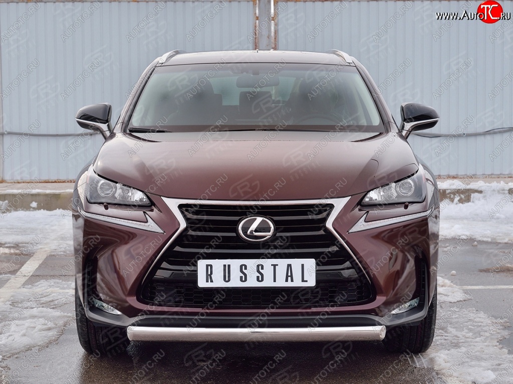 11 249 р. Защита переднего бампера (Ø75х42 мм, нержавейка) Russtal Lexus NX200 Z10 дорестайлинг (2014-2017)  с доставкой в г. Омск