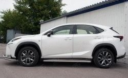 24 599 р. Порожки для ног (Ø42) Russtal Lexus NX200 Z10 дорестайлинг (2014-2017) (лист - алюминий, профиль - нержавейка)  с доставкой в г. Омск. Увеличить фотографию 2