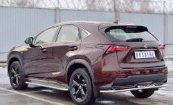 15 499 р. Защита заднего бампера (Ø42 мм с надписью, нержавейка) SLITKOFF  Lexus NX200  Z10 (2014-2017) дорестайлинг  с доставкой в г. Омск. Увеличить фотографию 2