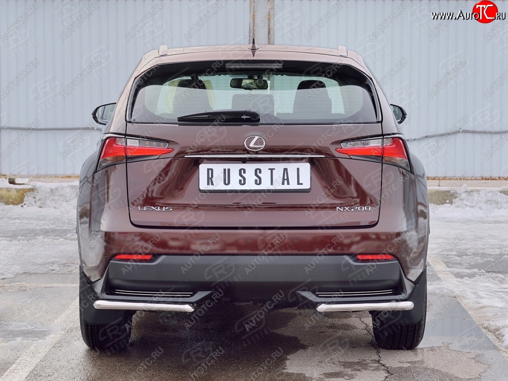 9 799 р. Защита заднего бампера (Ø42 мм уголки, нержавейка) Russtal  Lexus NX200  Z10 (2014-2017) дорестайлинг  с доставкой в г. Омск