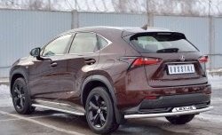 16 849 р. Защита заднего бампера (Ø63 мм с надписью, нержавейка) SLITKOFF  Lexus NX200  Z10 (2014-2017) дорестайлинг  с доставкой в г. Омск. Увеличить фотографию 2