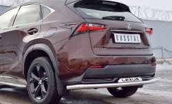 16 849 р. Защита заднего бампера (Ø63 мм с надписью, нержавейка) SLITKOFF  Lexus NX200  Z10 (2014-2017) дорестайлинг  с доставкой в г. Омск. Увеличить фотографию 4