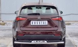 Защита заднего бампера (Ø63 мм с надписью, нержавейка) SLITKOFF Lexus (Лексус) NX200 (НХ)  Z10 (2014-2017) Z10 дорестайлинг