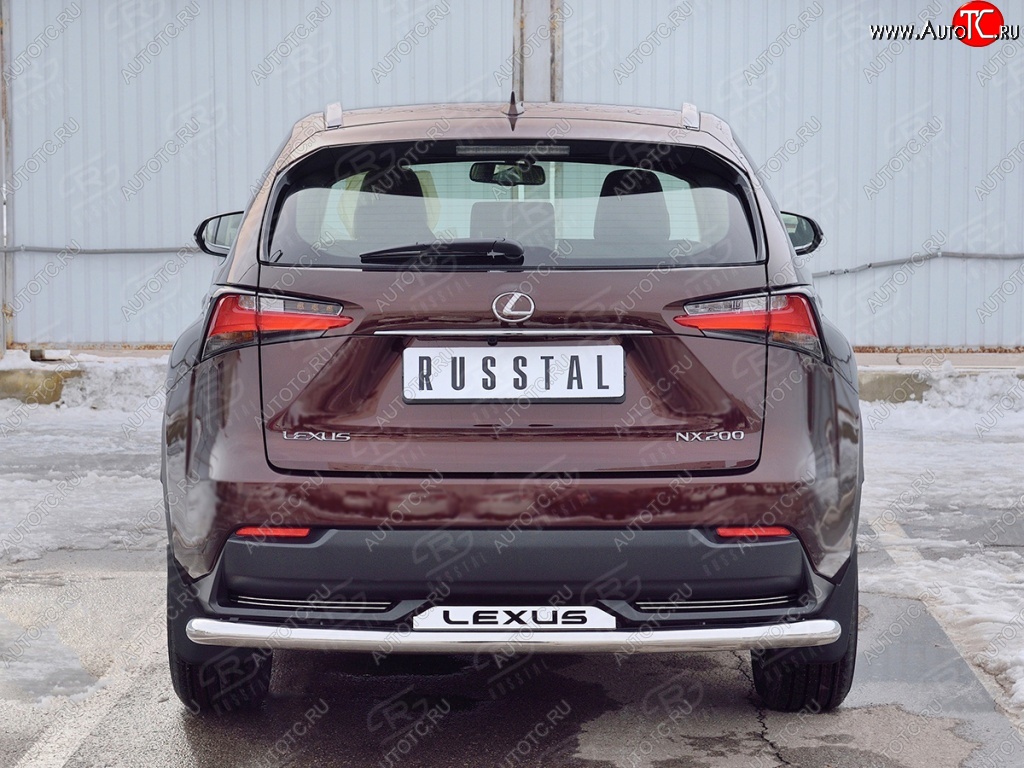 16 849 р. Защита заднего бампера (Ø63 мм с надписью, нержавейка) SLITKOFF  Lexus NX200  Z10 (2014-2017) дорестайлинг  с доставкой в г. Омск