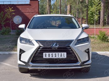 Защита переднего бампера (Ø42 мм, нержавейка, кроме F-Sport) SLITKOFF Lexus RX350L AL20 дорестайлинг (2017-2019)