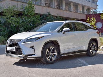 20 999 р. Защита переднего бампера (Ø75х42 мм, нержавейка, кроме F-Sport) Russtal Lexus RX350L AL20 дорестайлинг (2017-2019)  с доставкой в г. Омск. Увеличить фотографию 2