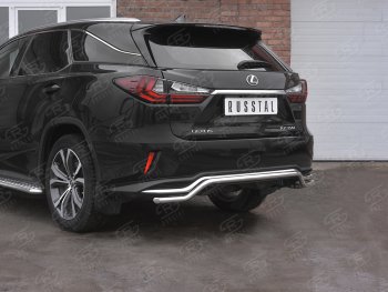 13 899 р. Защита заднего бампера (Ø42 мм волна, нержавейка, NOT F-SPORT) SLITKOFF  Lexus RX350L  AL20 (2017-2022) дорестайлинг, рестайлинг  с доставкой в г. Омск. Увеличить фотографию 2