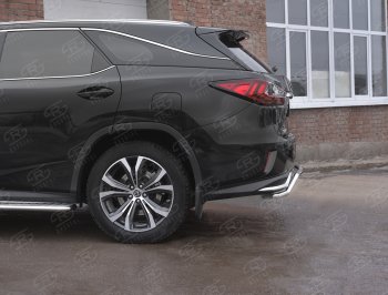 13 899 р. Защита заднего бампера (Ø42 мм волна, нержавейка, NOT F-SPORT) SLITKOFF  Lexus RX350L  AL20 (2017-2022) дорестайлинг, рестайлинг  с доставкой в г. Омск. Увеличить фотографию 3