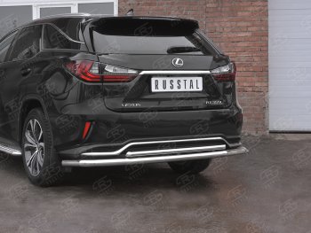 17 999 р. Защита заднего бампера (Ø63 и 42 мм, нержавейка, NOT F-SPORT) SLITKOFF  Lexus RX350L  AL20 (2017-2022) дорестайлинг, рестайлинг  с доставкой в г. Омск. Увеличить фотографию 2