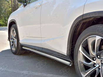 Защита порогов (Ø63 мм, нержавейка, кроме F-sport) Russtal Lexus RX350L AL20 дорестайлинг (2017-2019)