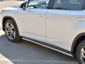 15 799 р. Защита порогов (Ø63 мм, нержавейка, кроме F-sport) Russtal Lexus RX350L AL20 дорестайлинг (2017-2019) (Металлические торцы под 90°)  с доставкой в г. Омск. Увеличить фотографию 2