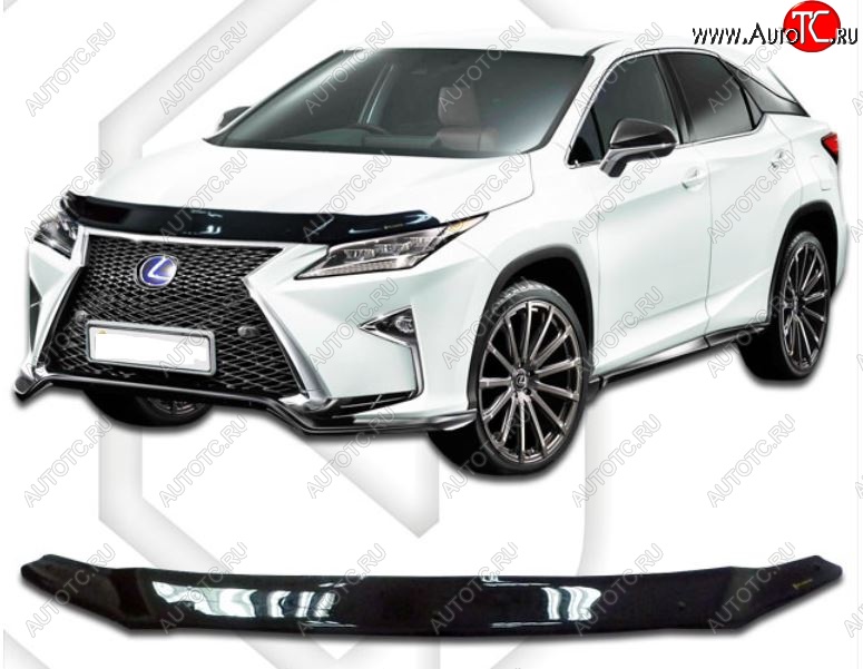 1 899 р. Дефлектор капота CA-Plastiс  Lexus RX  200T - RX350  AL20 (Classic черный, Без надписи)  с доставкой в г. Омск