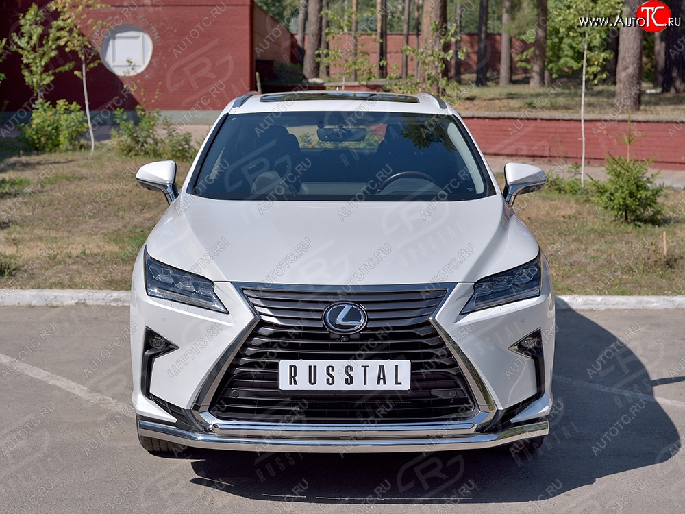 16 999 р. Защита переднего бампера (2 трубыØ63 и 42 мм, нержавейка) SLITKOFF  Lexus RX  200T (2015-2017) AL20 дорестайлинг  с доставкой в г. Омск