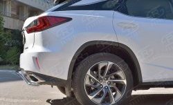 13 999 р. Защита заднего бампера (Ø42 мм волна, нержавейка) Russtal Lexus RX 200T AL20 дорестайлинг (2015-2017)  с доставкой в г. Омск. Увеличить фотографию 4