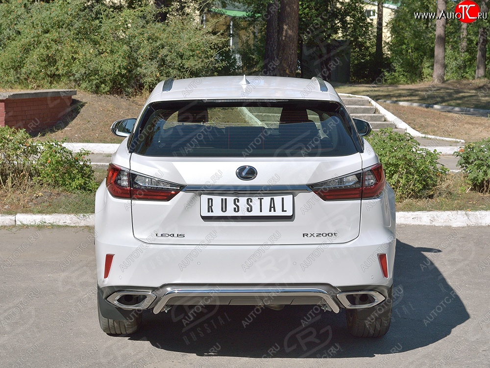 13 999 р. Защита заднего бампера (Ø42 мм волна под машину, нержавейка) Russtal Lexus RX 200T AL20 дорестайлинг (2015-2017)  с доставкой в г. Омск