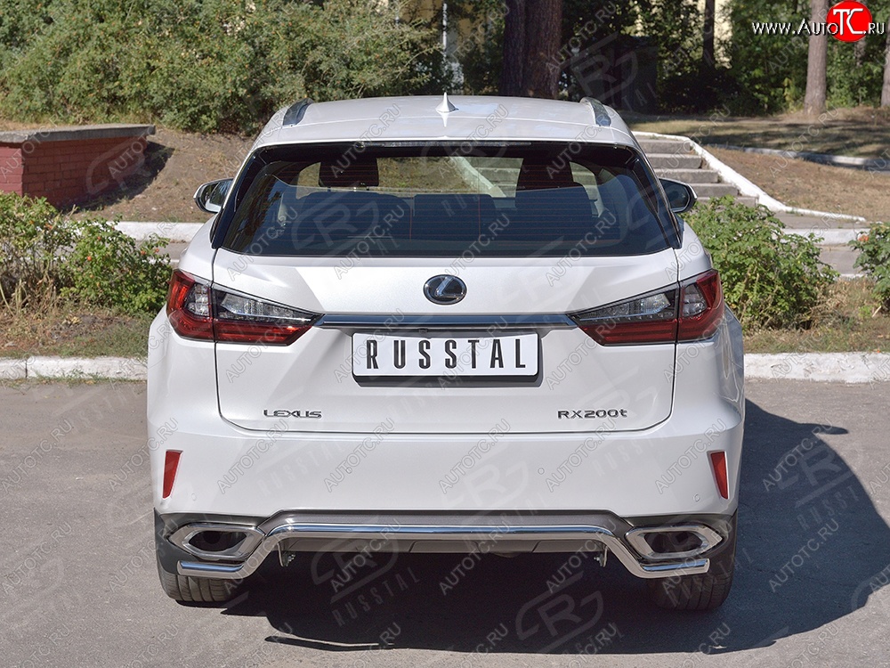 13 999 р. Защита заднего бампера (Ø42 мм волна, нержавейка) Russtal Lexus RX 200T AL20 дорестайлинг (2015-2017)  с доставкой в г. Омск