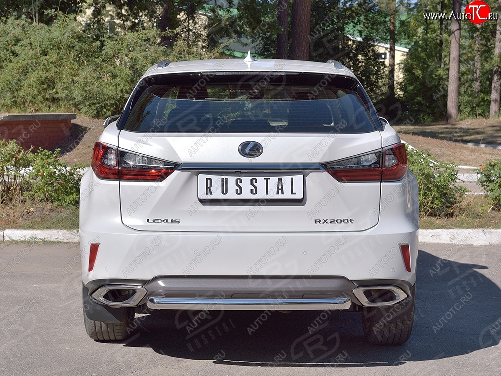 13 549 р. Защита заднего бампера (Ø63 мм, окрашенная) Russtal Lexus RX 200T AL20 дорестайлинг (2015-2017)  с доставкой в г. Омск