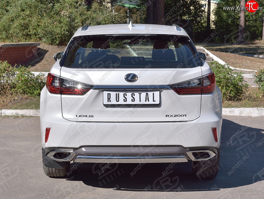 15 649 р. Защита заднего бампера (Ø75x42 мм, нержавейка) Russtal  Lexus RX  200T (2015-2017) AL20 дорестайлинг  с доставкой в г. Омск