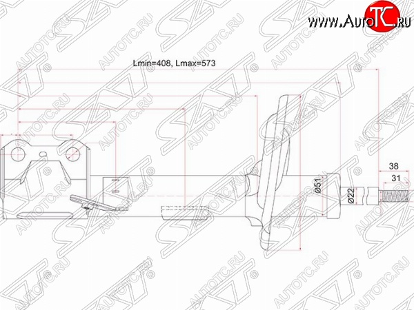 4 579 р. Правый амортизатор передний SAT Lexus RX270 AL10 дорестайлинг (2010-2012)  с доставкой в г. Омск