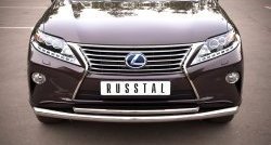 14 899 р. Защита переднего бампера (2 трубыØ63 и 42 мм, нержавейка) Russtal Lexus RX350 AL10 дорестайлинг (2008-2012)  с доставкой в г. Омск. Увеличить фотографию 2