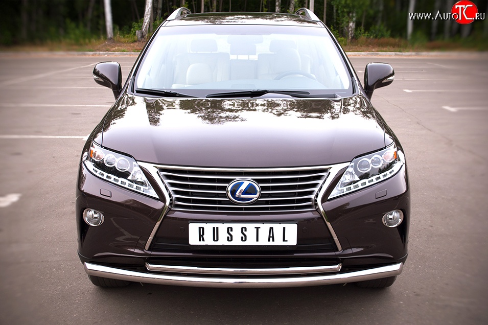 14 899 р. Защита переднего бампера (2 трубыØ63 и 42 мм, нержавейка) Russtal Lexus RX350 AL10 дорестайлинг (2008-2012)  с доставкой в г. Омск