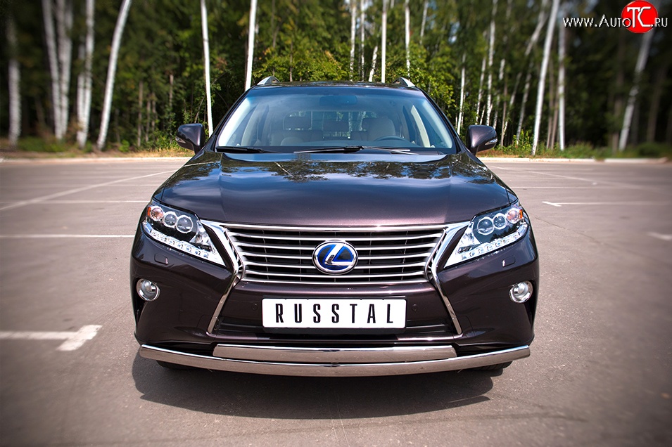 24 999 р. Защита переднего бампера (2 трубыØ75х42 мм, нержавейка) Russtal Lexus RX270 AL10 дорестайлинг (2010-2012)  с доставкой в г. Омск