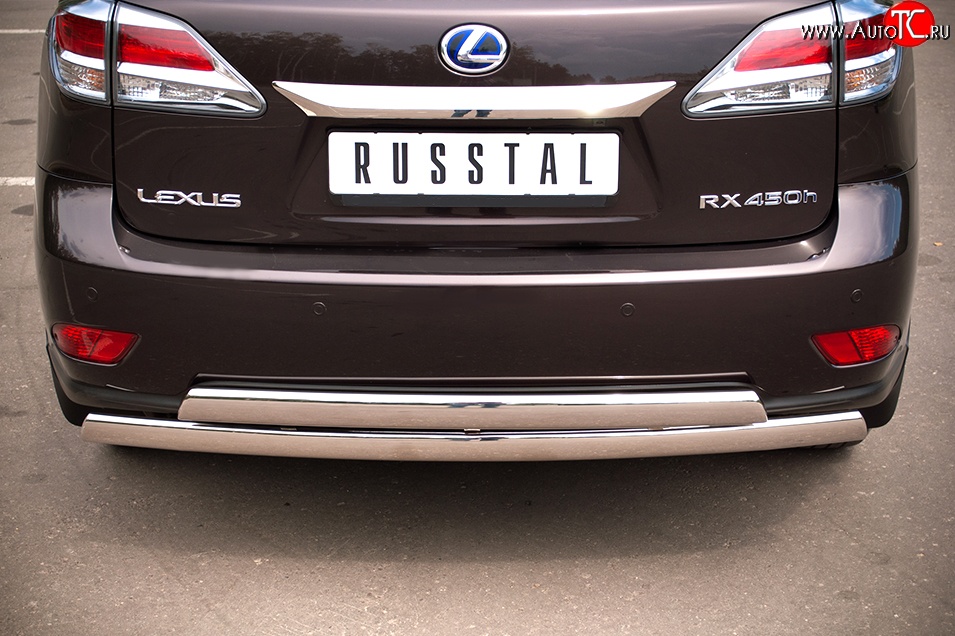 23 999 р. Защита заднего бампера (2 трубы Ø76х42 мм, нержавейка) Russtal Lexus RX450H AL10 дорестайлинг (2009-2012)  с доставкой в г. Омск