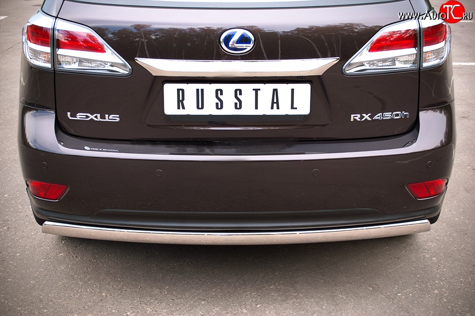 16 849 р. Защита заднего бампера (Ø75x42 мм, нержавейка) Russtal Lexus RX450H AL10 дорестайлинг (2009-2012)  с доставкой в г. Омск