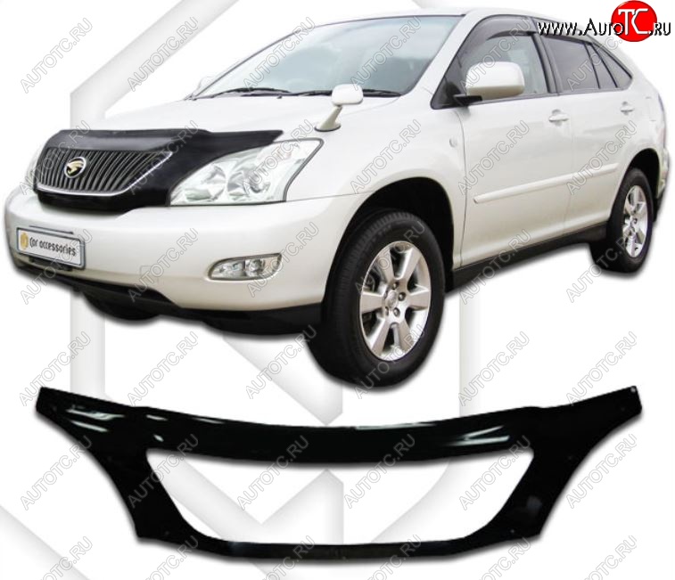 2 799 р. Дефлектор капота CA-Plastiс exclusive Lexus RX300 XU30 дорестайлинг (2003-2006) (Classic черный, Без надписи)  с доставкой в г. Омск