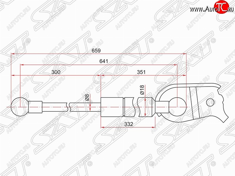 1 239 р. Газовый упор капота SAT  Lexus RX330  XU30 (2003-2006), Lexus RX350  XU30 (2003-2006), Lexus RX400H  XU30 (2005-2009), Toyota Harrier  XU30 (2003-2013)  с доставкой в г. Омск