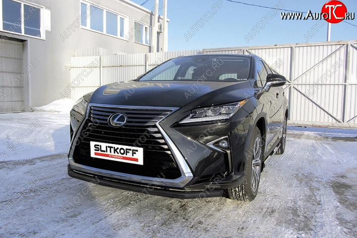 11 449 р. Защита переднего бампер Slitkoff  Lexus RX350  AL20 (2015-2019) дорестайлинг (Цвет: серебристый)  с доставкой в г. Омск