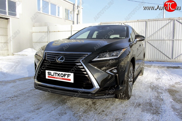 12 999 р. Защита переднего бампер Slitkoff  Lexus RX350  AL20 (2015-2019) дорестайлинг (Цвет: серебристый)  с доставкой в г. Омск