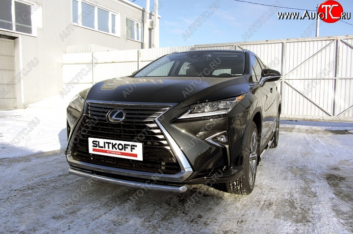 14 999 р. Защита переднего бампера из короткой трубы диаметром 57 мм Slitkoff  Lexus RX350  AL20 (2015-2019) дорестайлинг (Нержавейка, Полированная)  с доставкой в г. Омск