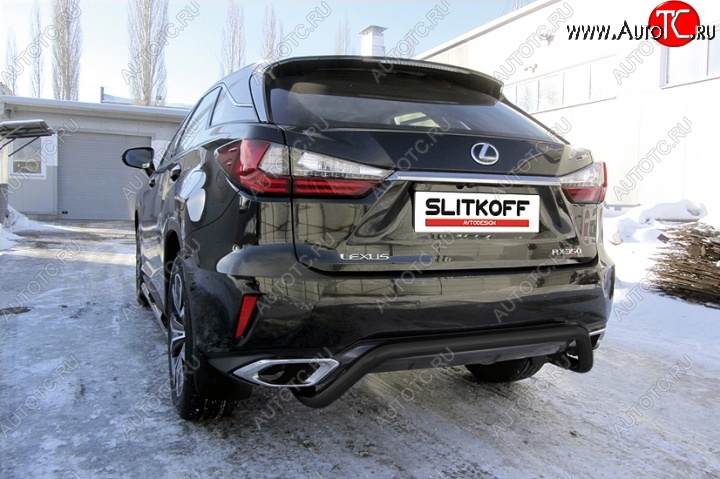 9 799 р. Защита задняя Slitkoff Lexus RX350 AL20 дорестайлинг (2015-2019) (Цвет: серебристый)  с доставкой в г. Омск