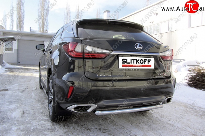 12 799 р. Защита заднего бампера из короткой трубы диаметром 57 мм Slitkoff  Lexus RX350  AL20 (2015-2019) дорестайлинг (Нержавейка, Полированная)  с доставкой в г. Омск